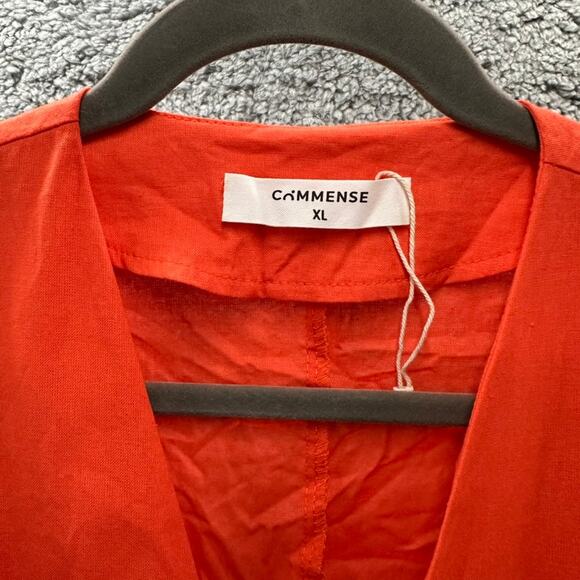 Commense NWOT XL Orange Kimono Linen Blend Open Front Belt Casual Top - Picture 2 of 7
